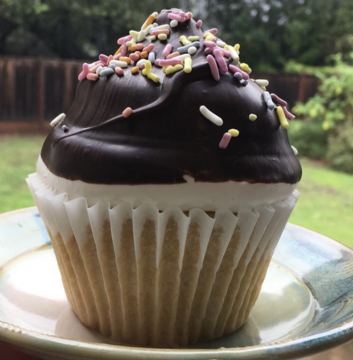 Medium vanilla with chocolate super birthday cupcake