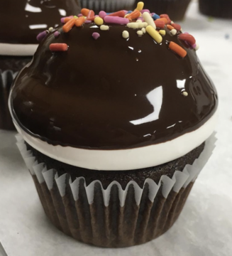 Medium chocolate with chocolate birthday cupcake